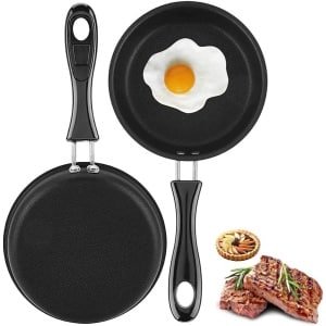 2pcs Mini Frying Pan - 4.7 inch 12cm Heat Resistant - Non-Stick Pan - Iron Coated Round Cooking Pan with Handle - Perfect for Baking Egg - Omelette - Blini - Bacon - Ham Slices - Steak - Keuken Accessoires