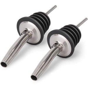 2x Schenktuit - Schenkdop voor op fles - Flesstop met schenker - Wijn / olie schenker - Pour spout - RVS - Druppelvrij doseren - Keuken / bar accessoires - Jonyx