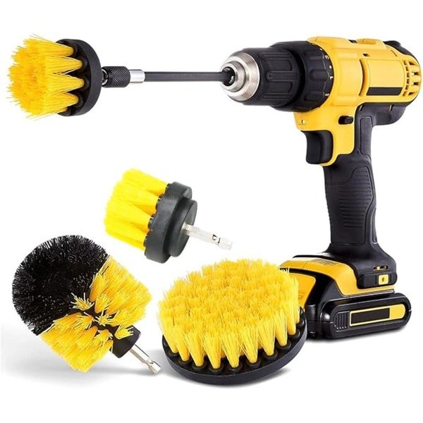 3 Delige Borstel Set voor Elektrische Boormachine - Krachtige Schoonmaakborstels voor Auto, Keuken en Badkamer
