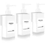 3-Piece Soap Dispenser met Wandmontageset - Geen Boren - 300 ml - Wandgemonteerde Zeepdispenser - Witte Shampoo Dispenser met Trechter en Waterdichte Labels voor Keuken - Douche Accessoires