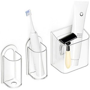 3 Stuks Tandenborstelhouders - Elektrische Tandenborstelhouder - Wandhouder voor Tandenborstels - Transparante Wandbevestiging - Geen Boren - Voor Keuken en Slaapkamer