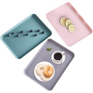 3-delige Plastic Serveerschaal - Rectangulaire Serveerschaal - Non-slip - Keuken Accessoires - Eetkamer - Café - Hotel - 3 Kleuren