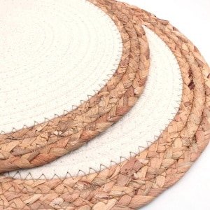 30,5 cm diameter rond katoenen touw tafelkleden set van 2 - warmte-isolatie pad pothouder en onderzetter - thuis keuken accessoires - romig wit