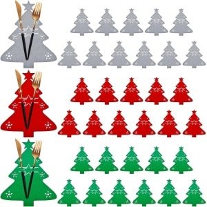 36-delige Kerstbestektas - Kerstboom Bestekhouder - Santa Vorken Lepels - Tafeldecoratie - Feest Keuken Accessoires