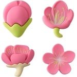 3D Tulp Koelkastmagneet Set van 4 - PVC Bloemen voor Prikbord en Kasten - Roze Kersenbloesem Decoratie - Leuke en Kleurrijke Accessoires voor Keuken & Kantoor
