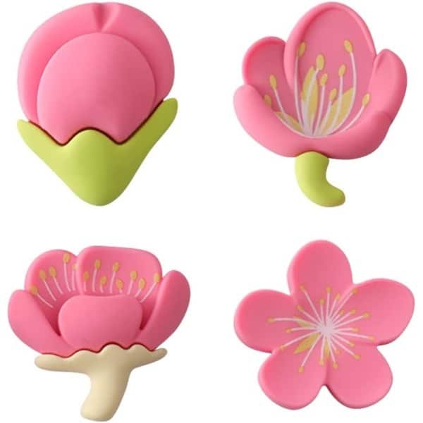 3D Tulp Koelkastmagneet Set van 4 - PVC Bloemen voor Prikbord en Kasten - Roze Kersenbloesem Decoratie - Leuke en Kleurrijke Accessoires voor Keuken & Kantoor