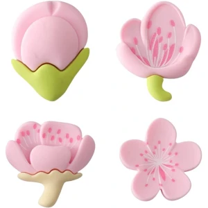 3D Tulp Koelkastmagneet Set van 4 - PVC Bloemen voor Prikbord en Kasten - Roze Kersenbloesem Decoratie - Leuke en Kleurrijke Accessoires voor Keuken & Kantoor