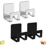 4pcs Keuken Wand Spons Houder - Zelfklevende Spons Houder - RVS - Waterdichte Haak - Keuken Sink Organizer Accessoires (Zwart, Zilver)
