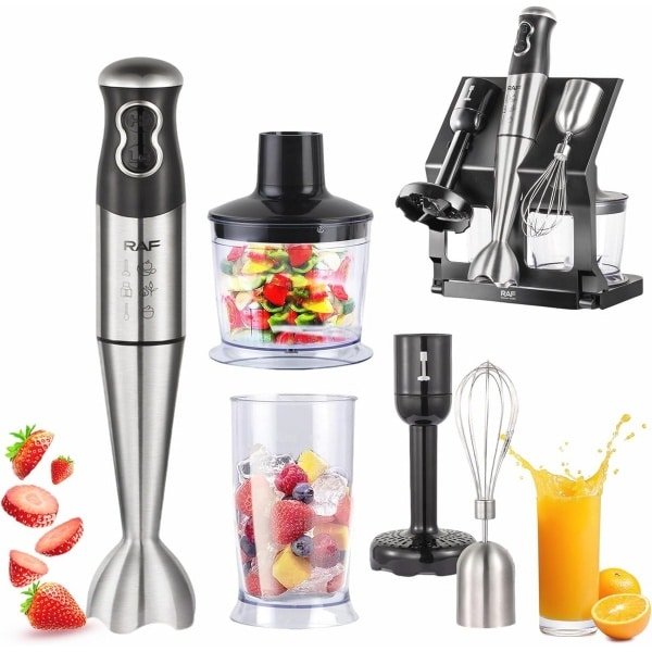 5-in-1 elektrische staafmixer voor keuken, inclusief pureerstaaf, garde, hakmolen en beker