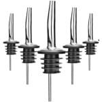 5x Schenktuit - Schenkdop voor op fles - Flesstop met schenker - Wijn / olie schenker - Pour spout - RVS - Druppelvrij doseren - Keuken / bar accessoires - Jonyx