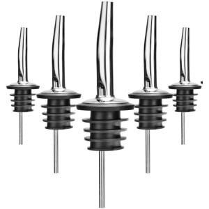 5x Schenktuit - Schenkdop voor op fles - Flesstop met schenker - Wijn / olie schenker - Pour spout - RVS - Druppelvrij doseren - Keuken / bar accessoires - Jonyx