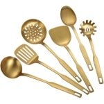6 Delige - Bestekset - Keuken accessoire set - Keukengerei Set - Opschepset - Serveerset - Goud - LOUZIR