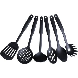 6-Delige Kookgerei Set - Huishoud Accessoires - Nylon Roerlepel - Antikleef Coating - Keuken Spatel - Zeef met Lange Handgreep - Keuken Gereedschap