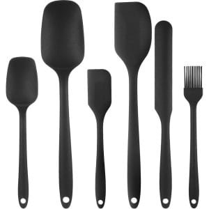 6 Pcs Silicone Spatulas voor Koken - Silicone Spatula Set - Non-Stick Coating Cake Spatula - Hoge Warmte Bestendige Keuken Spatulas Scrapers - Flexibele Zwarte Keuken Accessoires voor Koken en Mengen