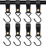 6 Piece S Shape Leren Loop Haken - Zwarte PU Leren Multi-Purpose Opslaghaken voor Keuken - Handdoek, Jas, Accessoires