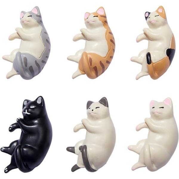 6x Leuke Cartoon Katten Magneten voor de Koelkast - Decoratieve Keuken Accessoires