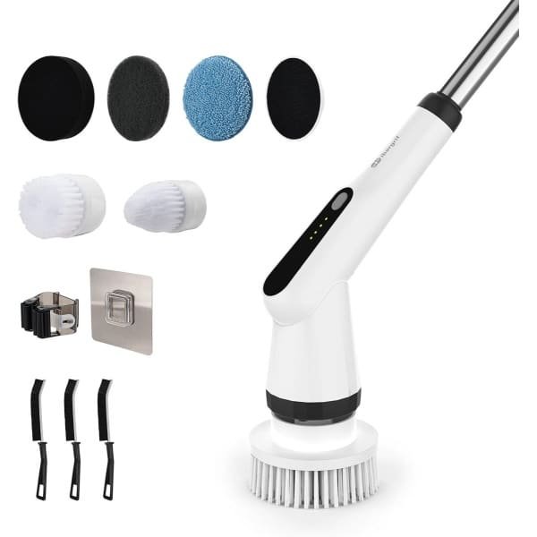 7-in-1 Elektrische Borstel voor Badkamer en Keuken - Draaibare Borstel met 2 Snelheden, IPX7 Waterdicht, Uitschuifbare Steel voor Gemakkelijk Schoonmaken