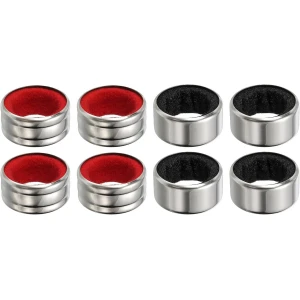8 stuks wijnfleskragen - roestvrij staal en fluwelen vilten fles druppelring - anti-overloop wijndruppelvanger accessoires voor keuken, bar, feest en drank - zwart/rood (glanzend en flanel)