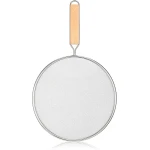 8.3 Inch Fat Splatter Screen - RVS Splatter Screen voor Bakpan met Houten Handvat - Vet Spatbescherming - Hete Olie Spatbeschermer - Koken Keuken Accessoires