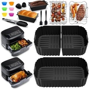 Airfryer Accessoires - Bakpapier - Siliconen Bakje - Mand - Spatels - Oven Rek - frisse keuken