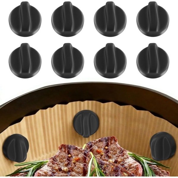 Airfryer Accessoires - Keuken Hulpjes - Veilig Bakken - Hittebestendig Siliconen - 8 Stuks - Zwart