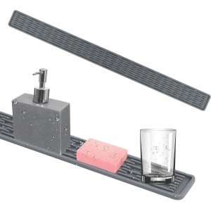 Allecta - Siliconen antislip mat keuken en spoelbak grijs 70x5x0,5 cm - keuken accessoire, kraanbeschermer, wastafelmat.