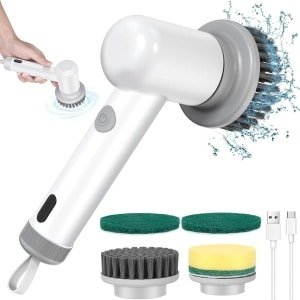 Allecto - - Electric cleaning brush - Elektrische schoonmaakborstel - Ideaal voor keuken en badkamer - Inclusief verschillende borstelkoppen - Kracht.