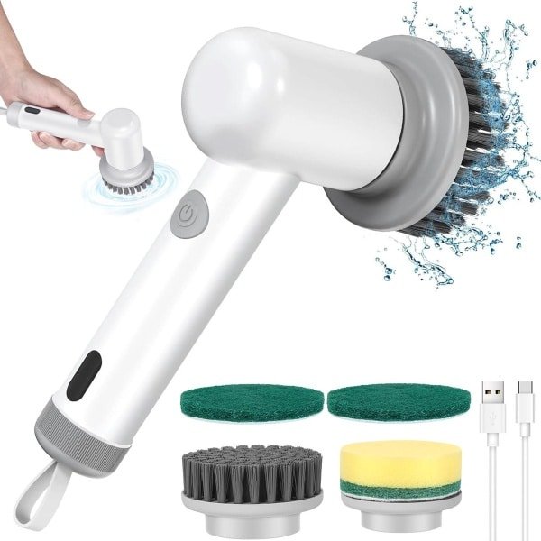 Allecto - - Electric cleaning brush - Elektrische schoonmaakborstel - Ideaal voor keuken en badkamer - Inclusief verschillende borstelkoppen - Kracht.