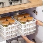 Allecto - - Keukenopbergbakken - Stapelbare Organizers - Ideaal voor Kleine Accessoires - Wit - Opbergdozen - Ruimtebesparend - Geschikt voor Keuken .