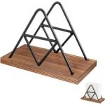 Allecto - - Napkin Holder - Metalen Servet Houder - Triangel Vorm - Zwart - Keuken Accessoire - Perfect voor Eettafel - Houten