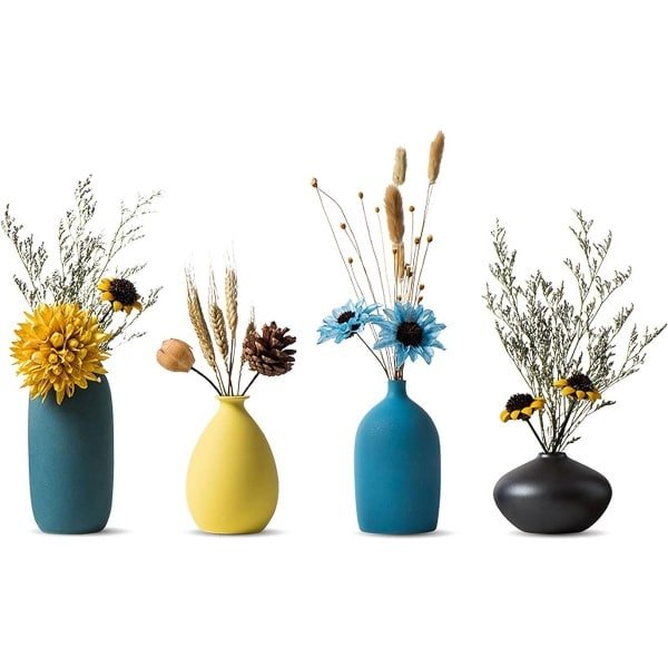 Allecto Plus - Kleine Keramische Vaasjes voor Bloemen Decoratie - Handgemaakt - Tafeldecoratie - Moderne Kleurvazen - Woonkamer en Keuken Accessoires
