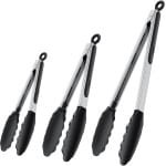 Allecto - - Silicone Keuken Tangen - Grill Tangen - Hittebestendig en Veilig - 35 cm / 23 cm / 18 cm - Keuken Accessoire - Voor Koken - Zwart