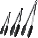 Allecto - - Silicone Keuken Tangen - Grill Tangen - Hittebestendig en Veilig - 35 cm / 23 cm / 18 cm - Keuken Accessoire - Voor Koken - Zwart