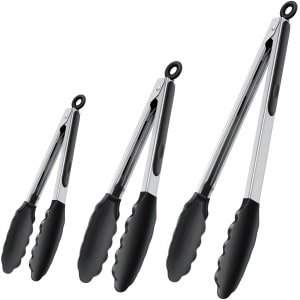 Allecto - - Silicone Keuken Tangen - Grill Tangen - Hittebestendig en Veilig - 35 cm / 23 cm / 18 cm - Keuken Accessoire - Voor Koken - Zwart