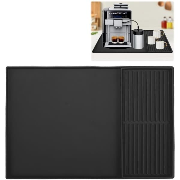 Allecto - - Silicone Mat - Onderzetter voor Koffiemachine - Beschermt Tegen Vlekken - Zwart - Keuken Accessoire - Antislip - Geschikt voor Aanrecht