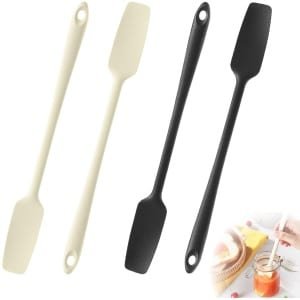 Allecto - - Silicone Spatula Set - Keuken Accessoires - Verlengd Handvat 28,2 cm - Hittebestendig - Voor Jams en Sauzen - Handig in Gebruik - Zwart/Wi