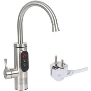 Allecto plus - Elektrische kraan met doorstroomboiler voor keuken en badkamer - Roestvrijstalen armatuur - LED-temperatuurweergave - 360 graden draaibaar - Zilverkleurig - Energiezuinige verwarmingstechnologie.