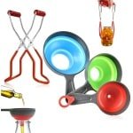 Allecto - van 4 Siliconen Jam Trechters met Glazen Handvat - Canning Aid Keuken Accessoires