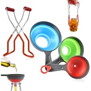 Allecto - van 4 Siliconen Jam Trechters met Glazen Handvat - Canning Aid Keuken Accessoires