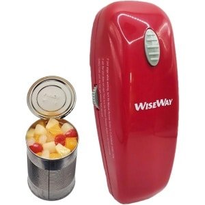 Automatische potopener - Elektrische blikopener - Keuken en reizen - Geen scherpe randen - 16x6x5cm - Rood