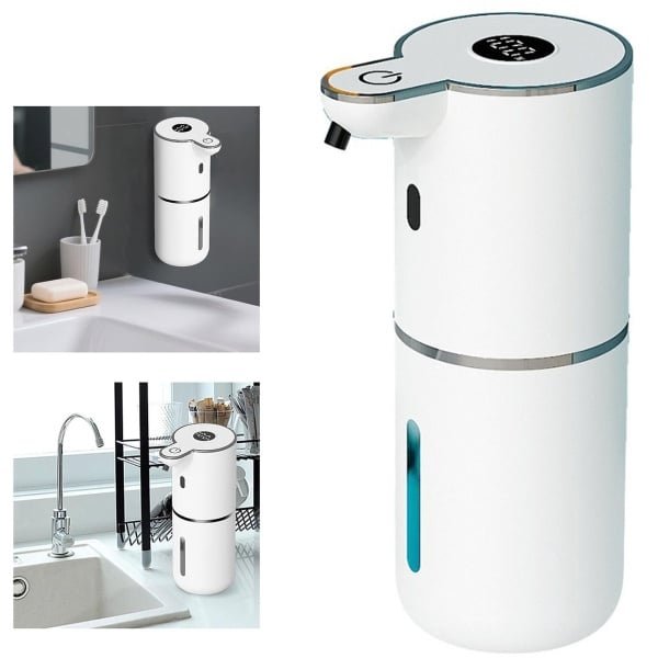 Automatische zeepdispenser-sensor zeepdispenser-elektrische zeep dispenser-wandmontage-zeepverdeler-badkamer keuken-380ml-oplaadbaar-wit