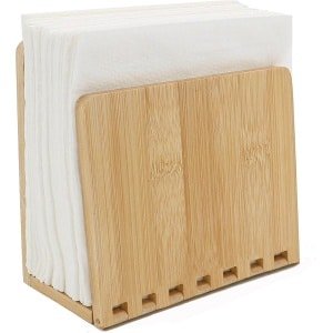 Bamboe houten servettenhouder - praktische servettendispenser voor tafel en keuken - restaurant & bar decoratie en accessoires (natuurlijk)