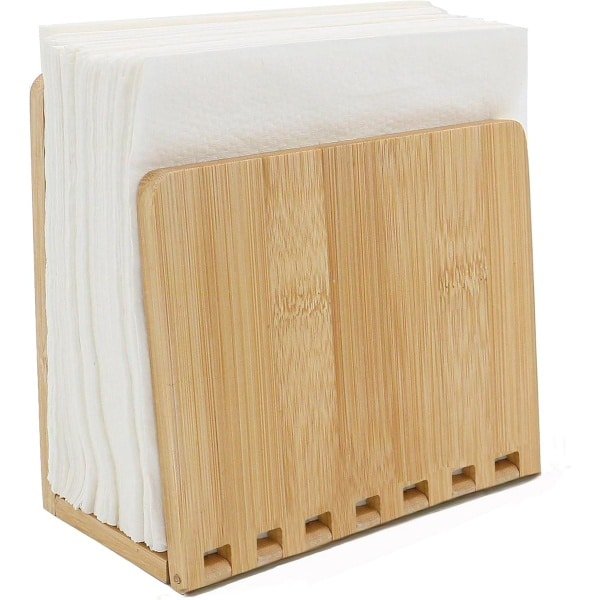 Bamboe houten servettenhouder - praktische servettendispenser voor tafel en keuken - restaurant & bar decoratie en accessoires (natuurlijk)