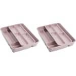 Bestekbak/bestekhouder roze 40 x 30 x 7 cm - 2 lagen - Keuken opberg accessoires