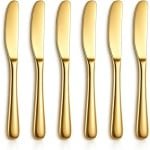 Boter Messen Set van 6 - RVS Gouden Boter Messen - Keuken Accessoires voor Thuis en Restaurant - Vaatwasmachinebestendig