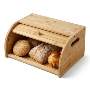 Cheqo® Broodtrommel met Rolluik - Bamboe - Brooddoos - Broodkast - Broodbewaardoos - Vershoudtrommel - Broodbox - Houten Broodtrommel - Keuken Accessoire