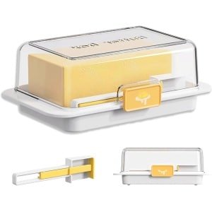 Cosensi - Botervloot met Maatlepel en Luchtdicht Deksel in Wit - BPA-vrij - Voor Keuken en Koelkast - Transparante Boterbel - Handig en Stijlvol Accessoire