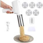 Cosensi - Elektrische draagbare pastamachine met accu, 5 vormstukken en accessoires, roestvrijstaal - Geschikt voor keuken en buitengebruik