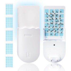 Cosensi - Elektrische vliegenvanger met 5 stuks vliegenvanger-lijm - Fruitvliegenval - Vliegenval - Binnenplug voor kinderkamer, keuken, slaapkamer - Geruisloos en zonder chemicaliën