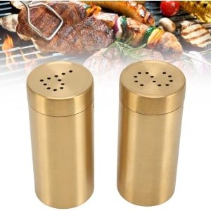 Cosensi - Gouden Kruidenpot RVS Kruiden Shaker voor Keuken Koken - Peper Zout Suiker - Moet Accessoire met Schroef Open Top